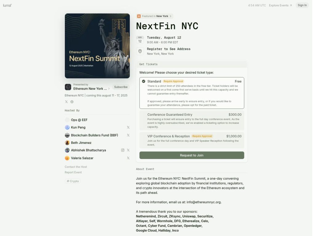 NextFin Summit NYC - Ethereum State of the Mind - Event screenshot