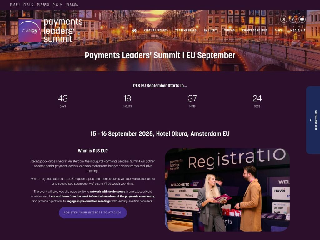 Payments Leaders' Summit EU - Event screenshot