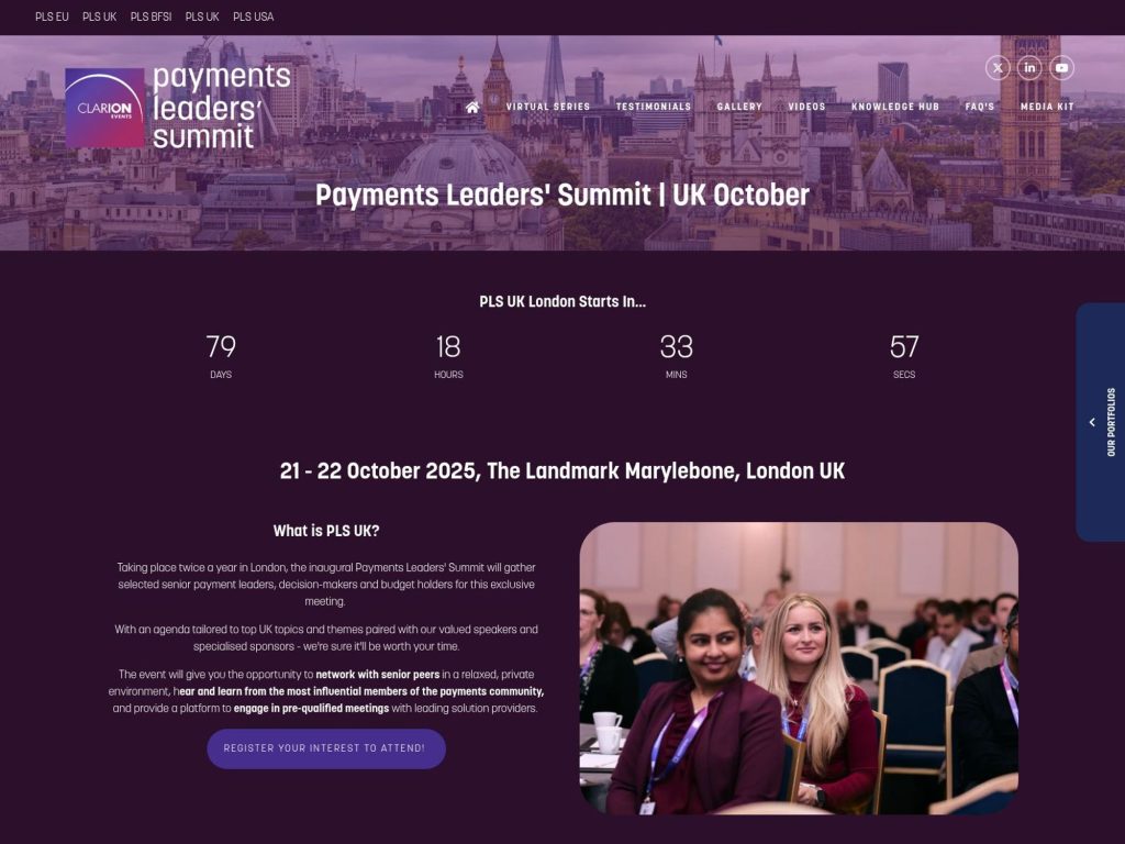 Payments Leaders' Summit UK - Event screenshot