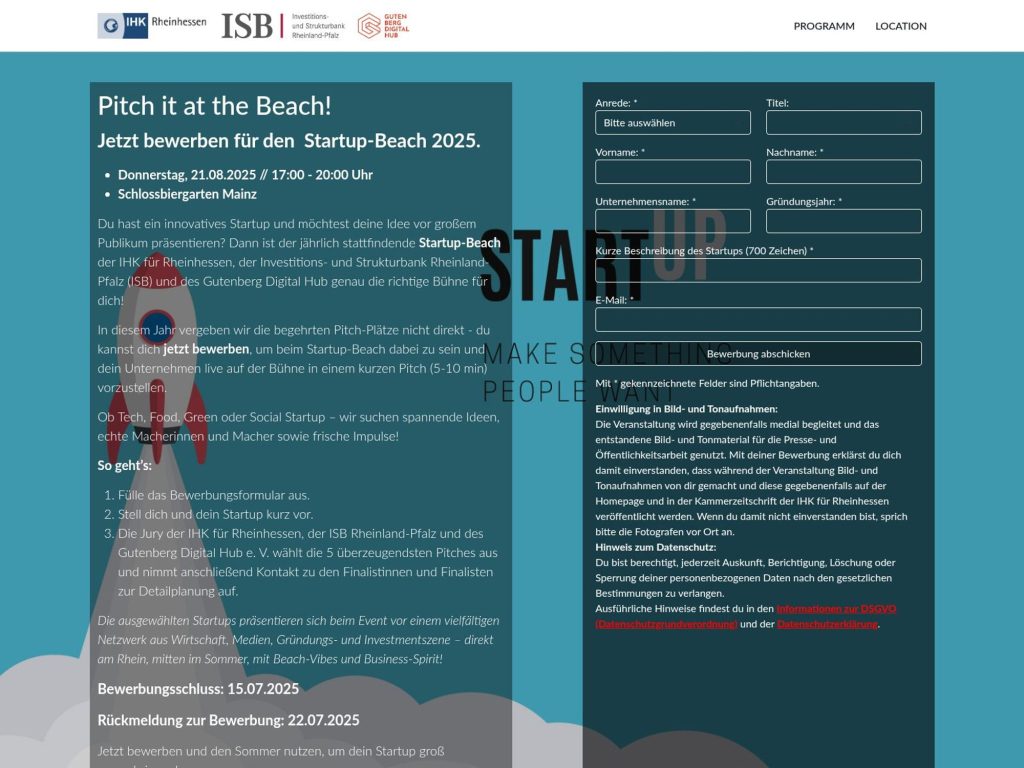 Pitch it at the Beach! - Event screenshot