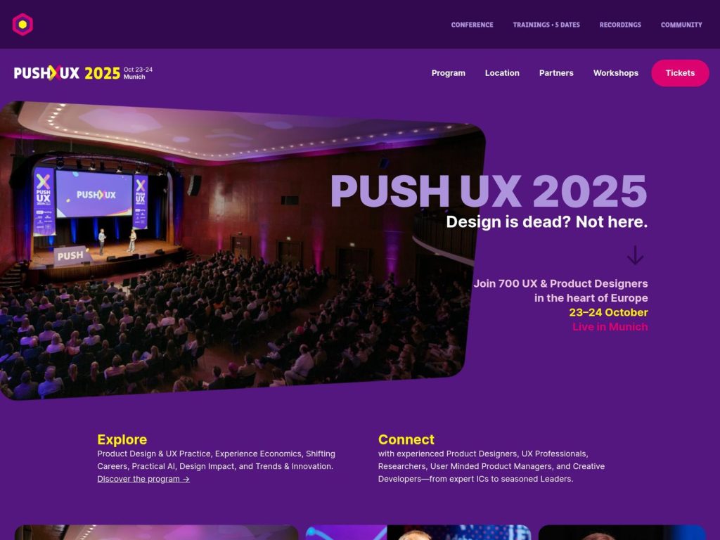 PUSH UX 2025 Conference - Join 700 UX & Product Designers in the heart of Europe - Event screenshot