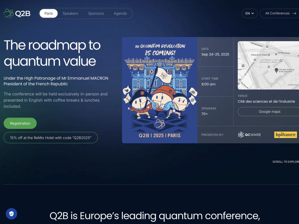 Q2B Paris Quantum Conference - Under the High Patronage of Mr Emmanuel MACRON President of the French Republic - Event screenshot