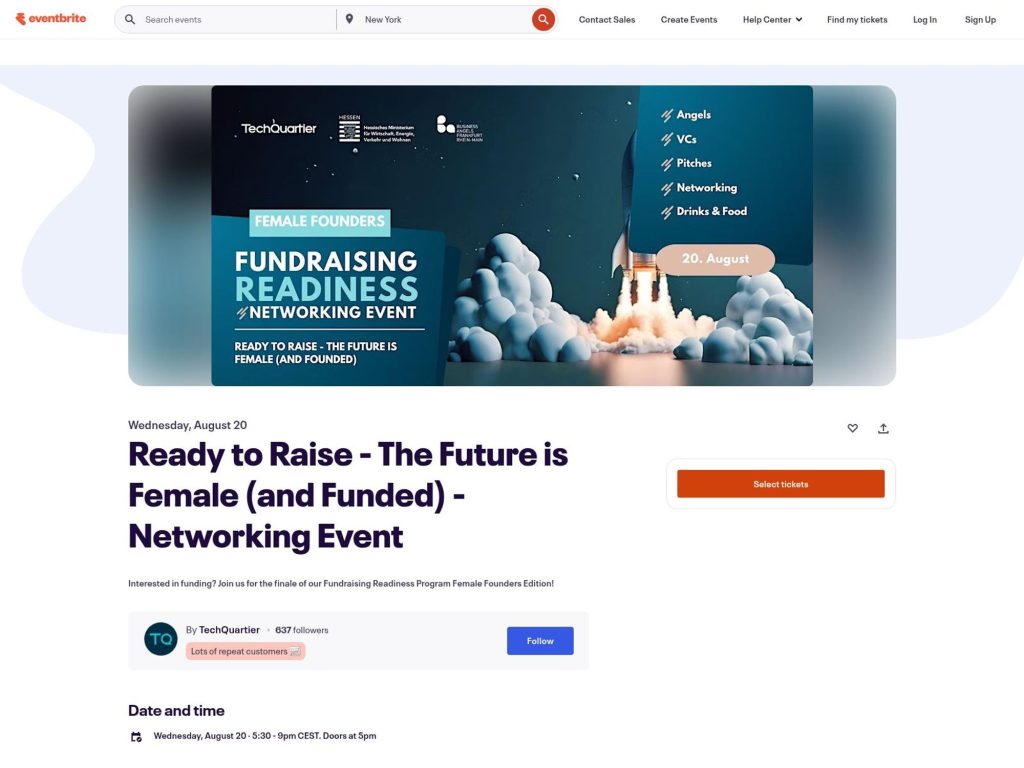 Ready to Raise - The Future is Female (and Funded) - Networking Event - Event screenshot