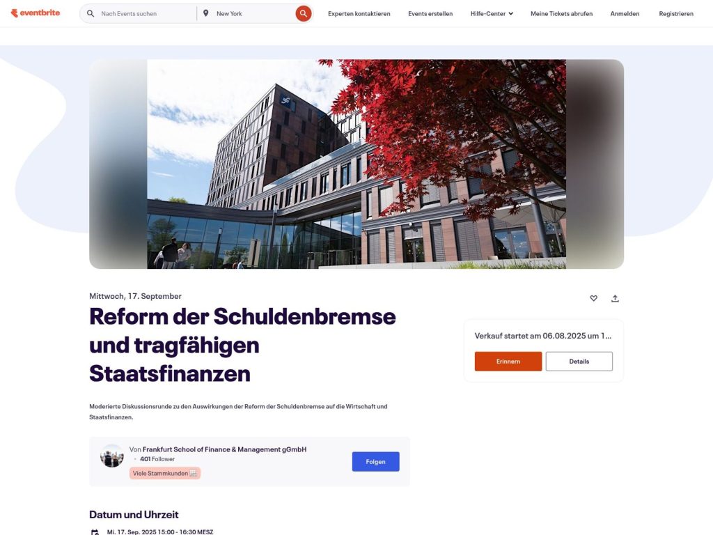 Reform der Schuldenbremse und tragfähigen Staatsfinanzen - Moderierte Diskussionsrunde zu den Auswirkungen der Reform der Schuldenbremse auf die Wirtschaft und Staatsfinanzen. - Event screenshot