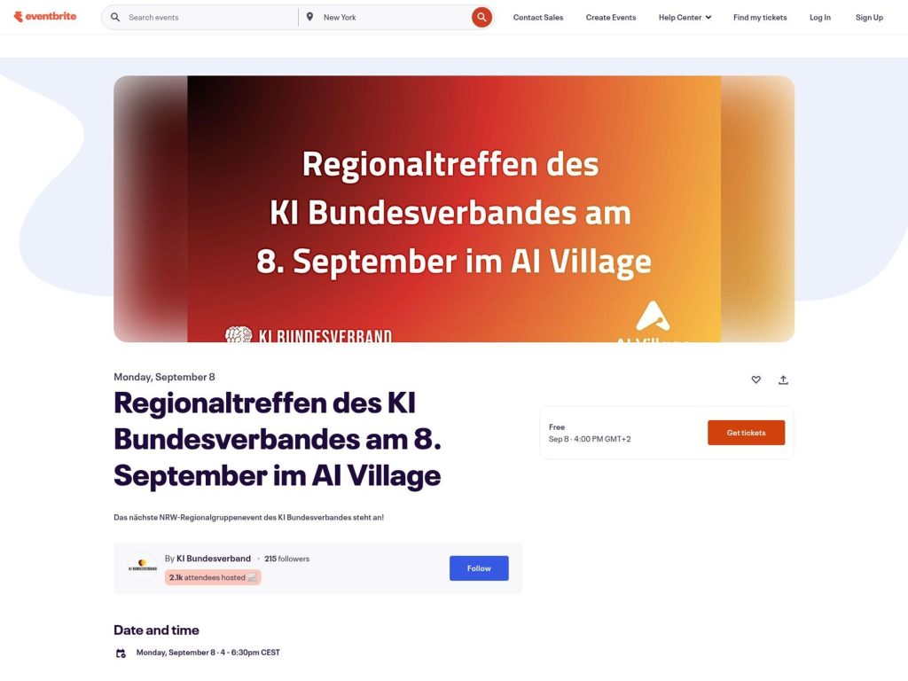 Regionaltreffen des KI Bundesverbandes am 8. September im AI Village - Event screenshot