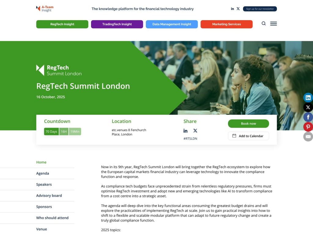 RegTech Summit London - Event screenshot