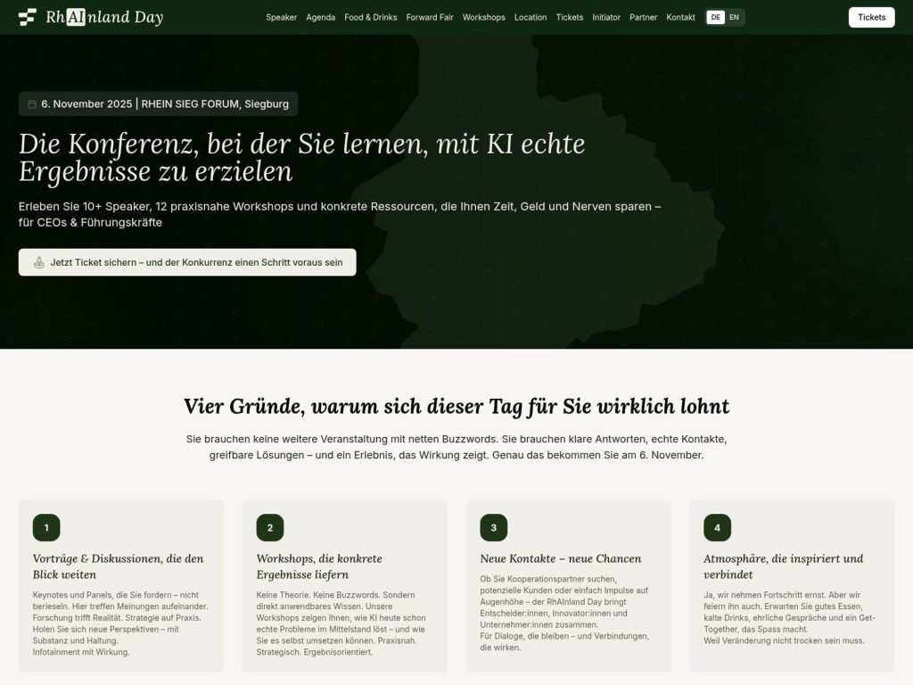 RhAInland Day 2025 - Die einzige Konferenz, bei der Sie lernen, mit KI echte Ergebnisse zu erzielen - Event screenshot