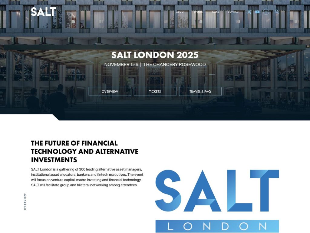 SALT London 2025 - The Future of Financial Technology and Alternative Investments - Event screenshot