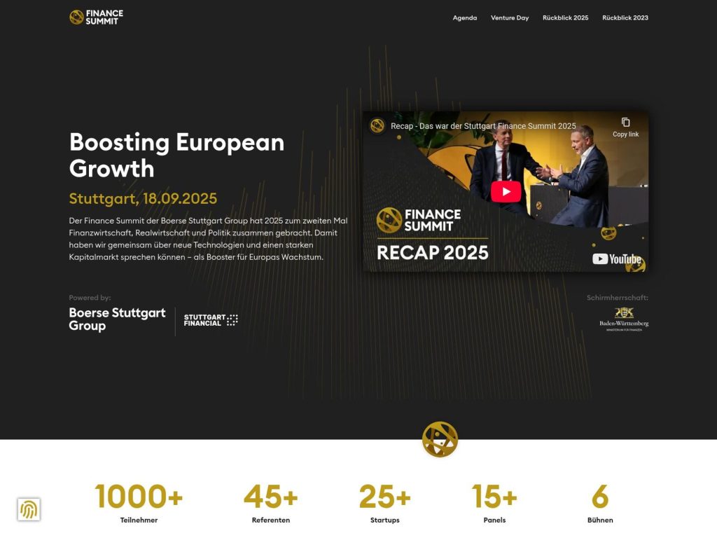 Stuttgart Finance Summit 2025 screenshot