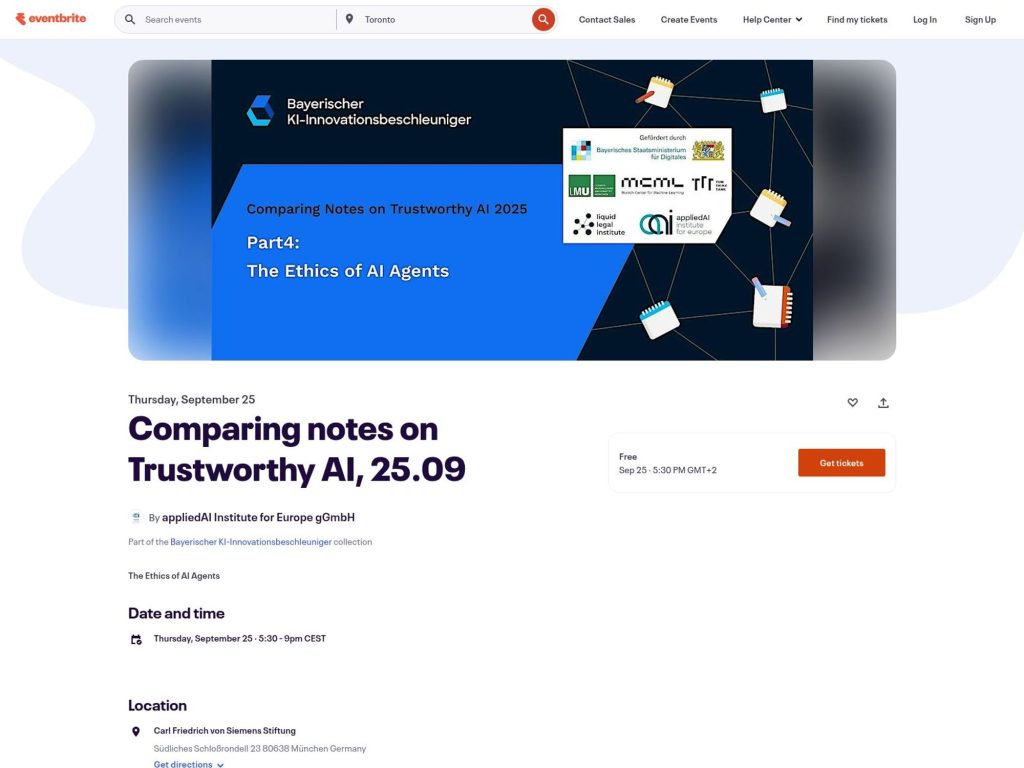 The Ethics of AI Agents - Comparing notes on Trustworthy AI - Event screenshot