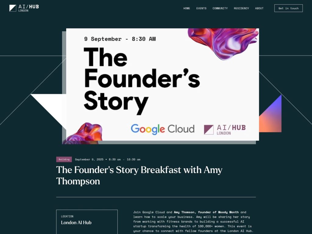 The Founder's Story Breakfast with Amy Thompson - Event screenshot