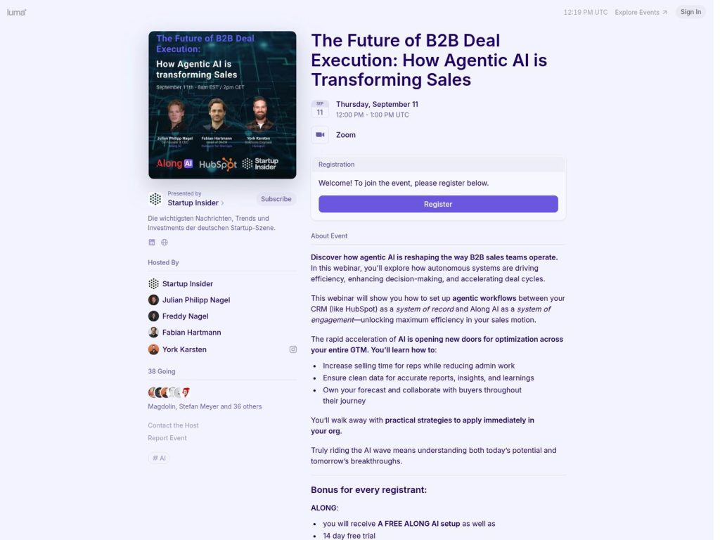 The Future of B2B Deal Execution: How Agentic AI is Transforming Sales - Event screenshot