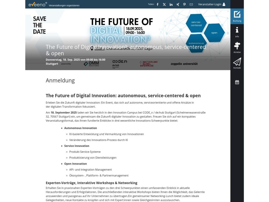 The Future of Digital Innovation³ - autonomous, service-centered & open - Event screenshot