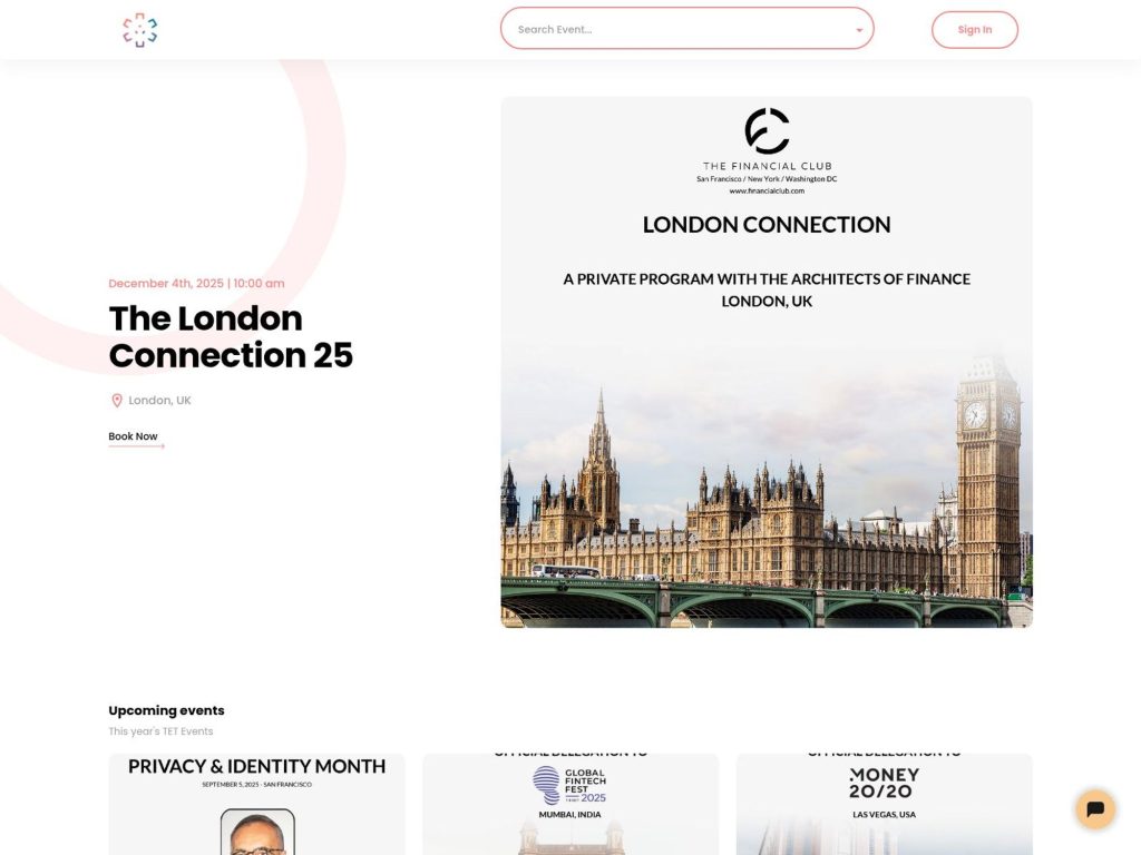 The London Connection 25 - A private program with the architect of finance - Event screenshot