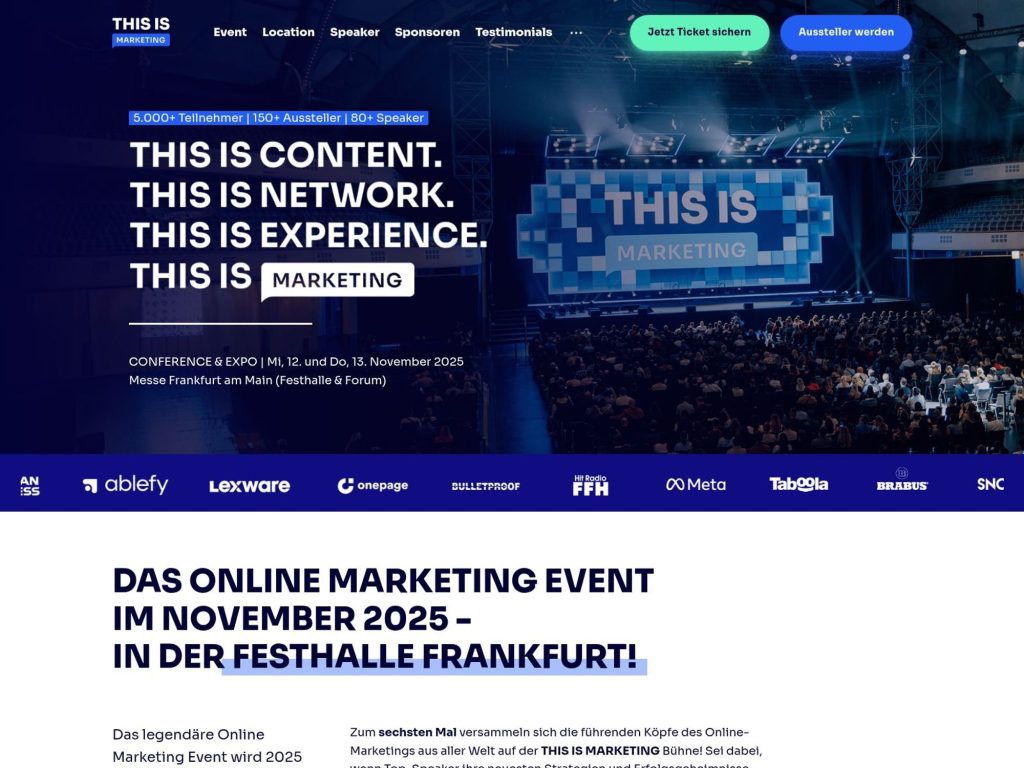 THIS IS MARKETING 2026 - Das Online-Marketing Event - Event screenshot