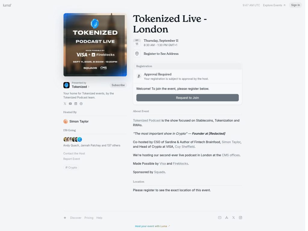 Tokenized Live - London - Event screenshot