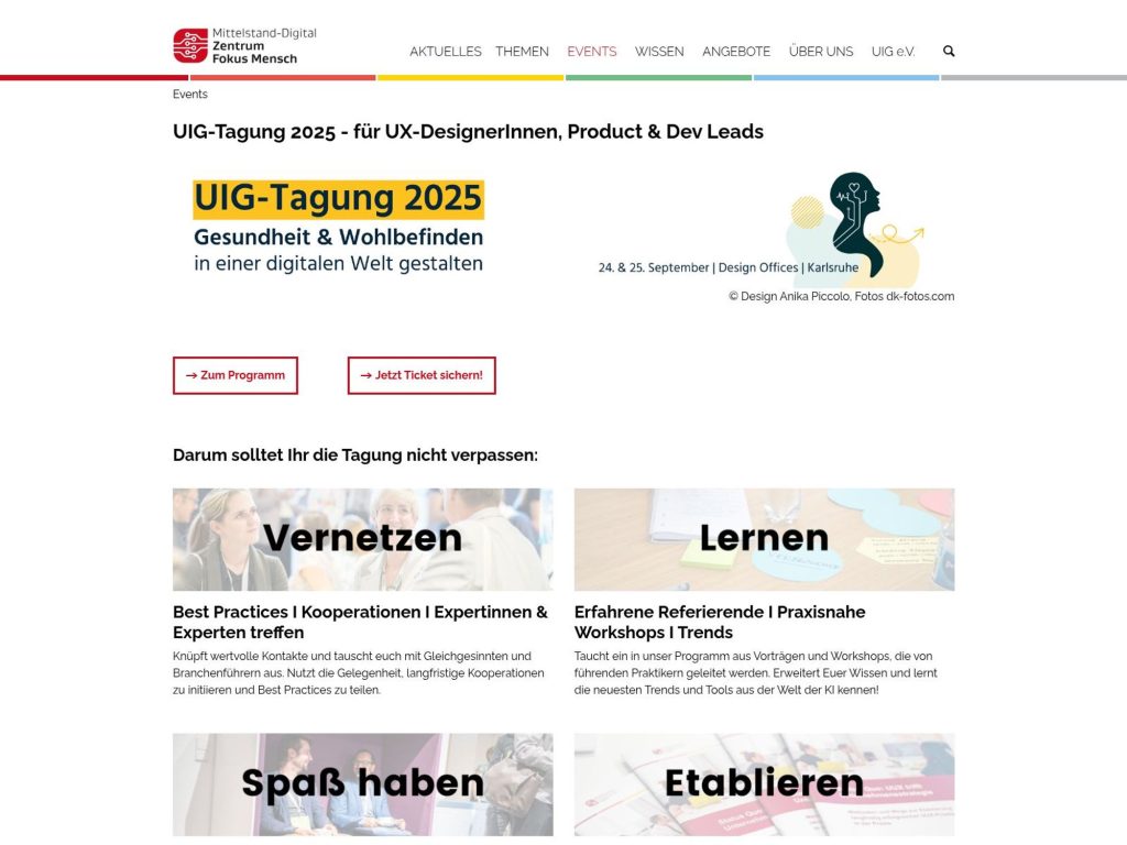 UIG-Tagung 2025 - für UX-DesignerInnen, Product & Dev Leads - Gesundheit & Wohlbefinden in einer digitalen Welt gestalten - Event screenshot