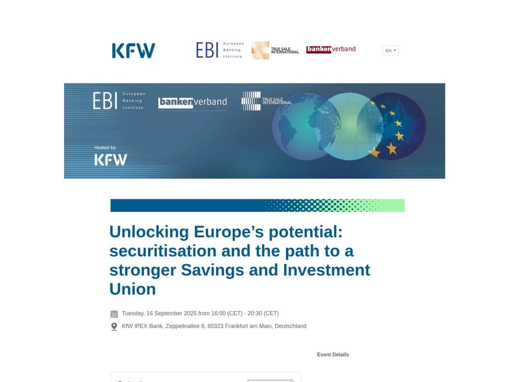 Unlocking Europe’s potential - Securitisation and the path to a stronger Savings and Investment Union - Event screenshot