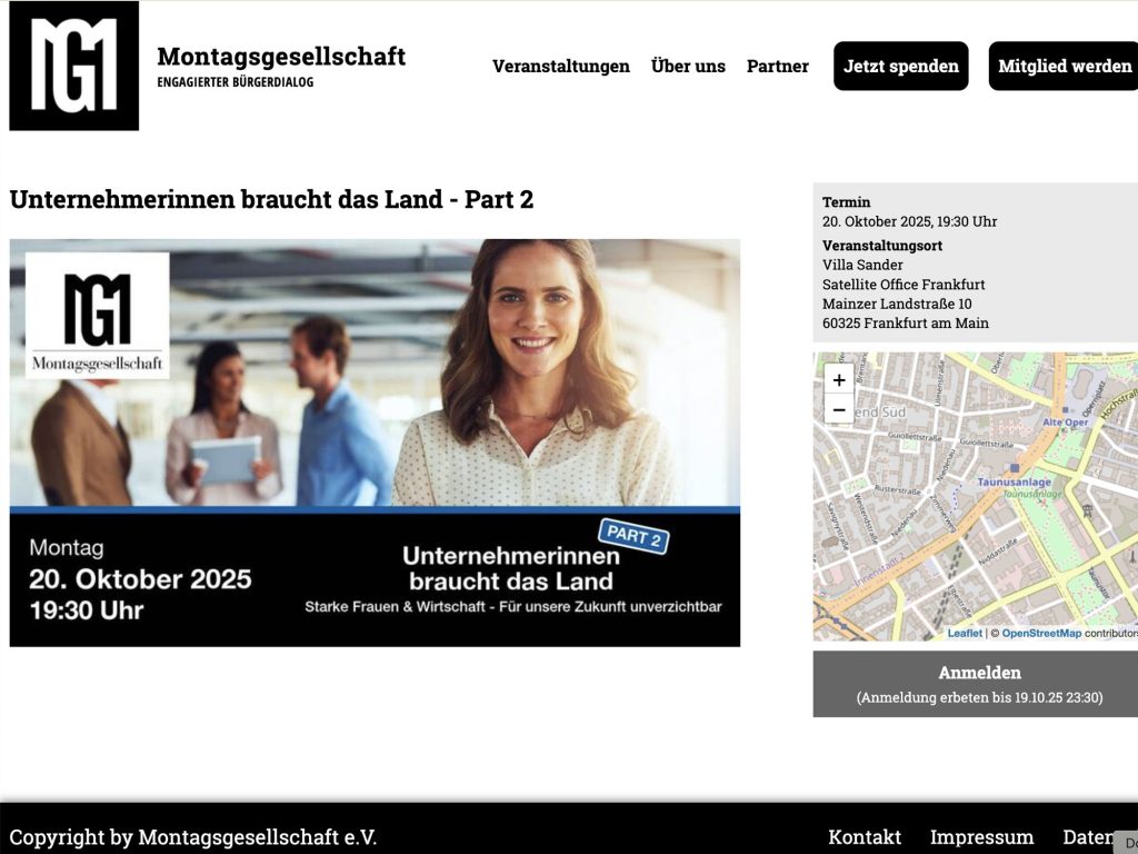 Unternehmerinnen braucht das Land - Part 2 - Starke Frauen & Wirtschaft - Für unsere Zukunft unverzichtbar - Event screenshot