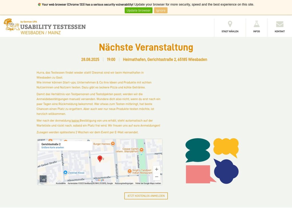 Usability Testessen Wiesbaden - Event screenshot