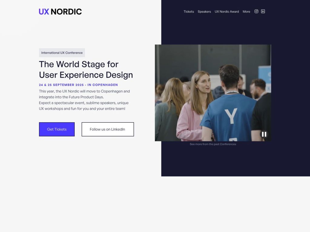 UX Nordic 2025 - The World Stage for User Experience Design - Event screenshot