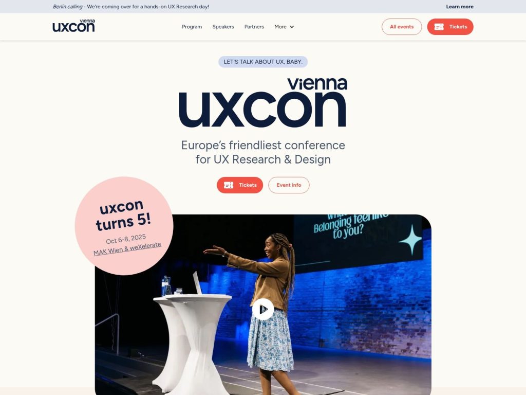 uxcon vienna - Europe’s friendliest conference for UX Research & Design - Event screenshot