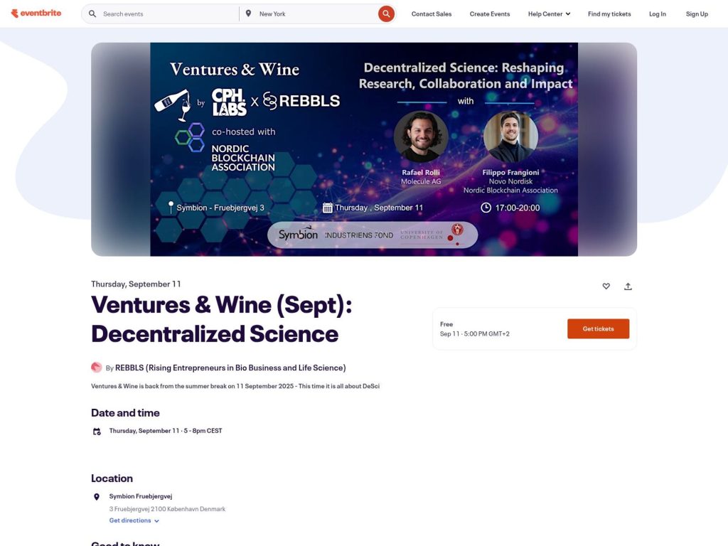 Ventures & Wine (Sept): Decentralized Science - Event screenshot