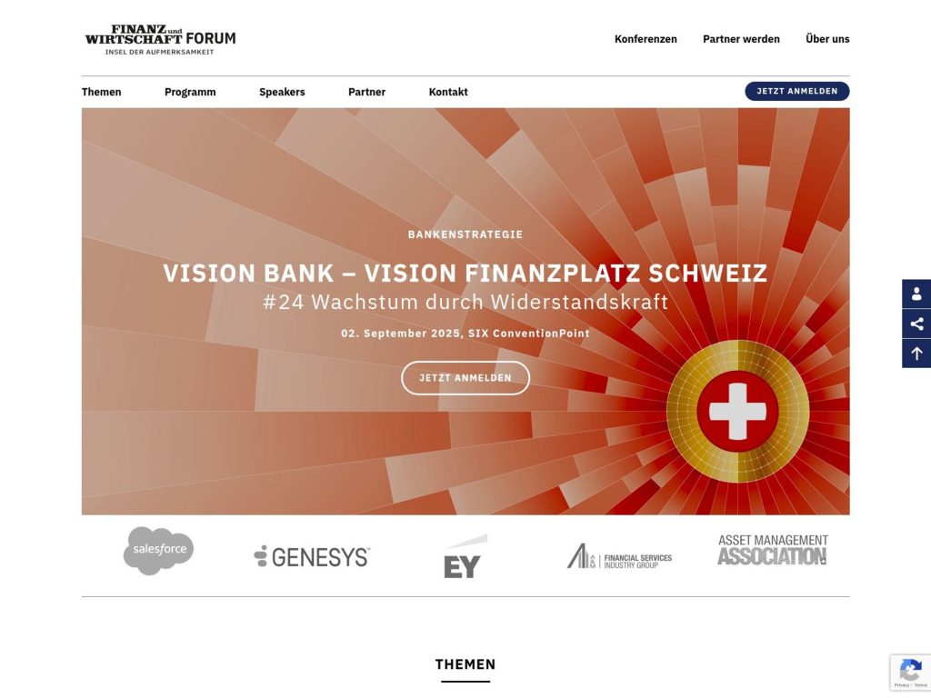 Vision Bank – Vision Finanzplatz Schweiz - #24 Wachstum durch Widerstandskraft - Event screenshot