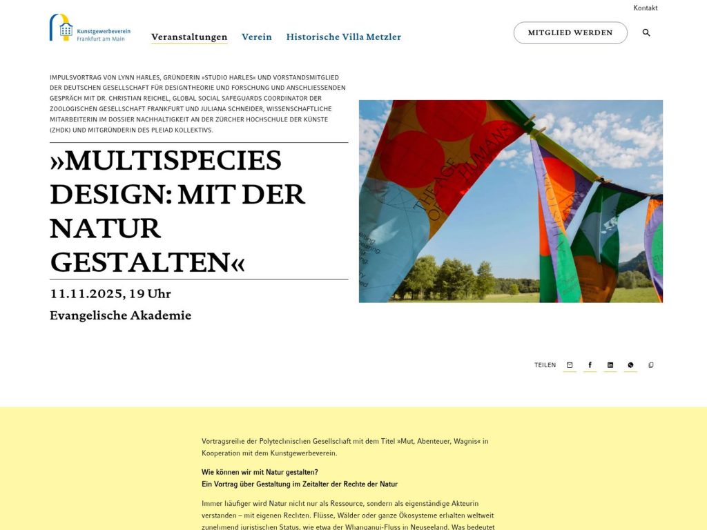 Vortrag zu Multispecies Design - Mit der Natur gestalten - Event screenshot