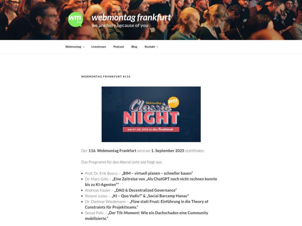 Webmontag Frankfurt #116 - Event screenshot