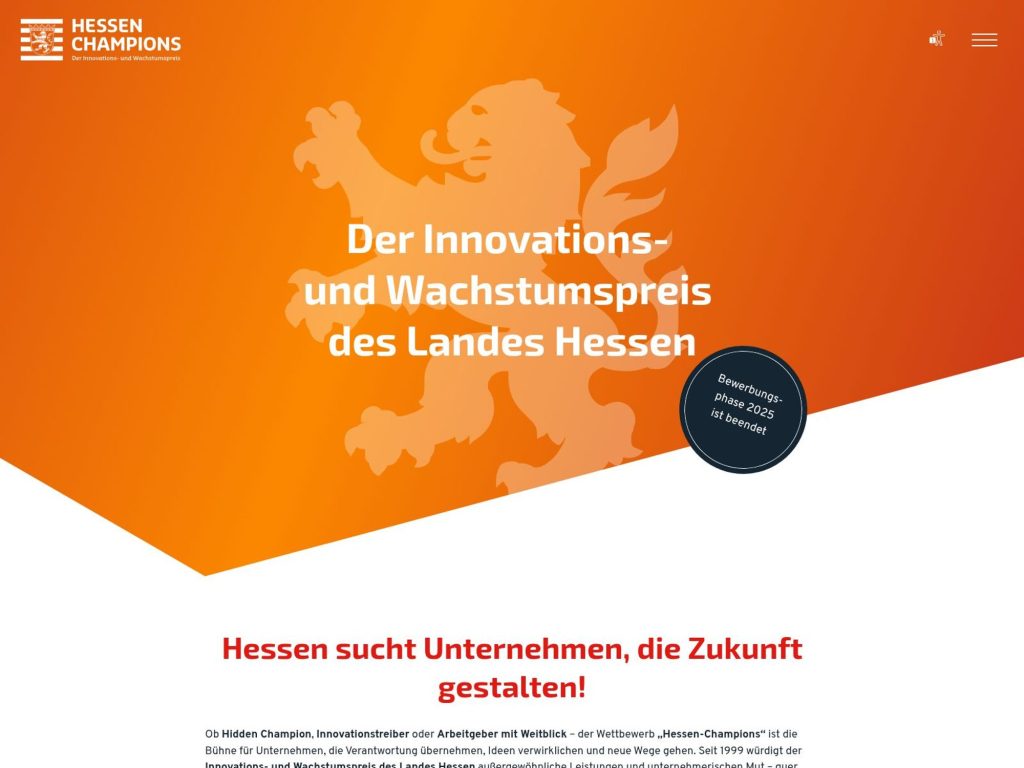 Wettbewerb Hessen-Champions 2025 - Hessen sucht Unternehmen, die Zukunft gestalten! - Event screenshot