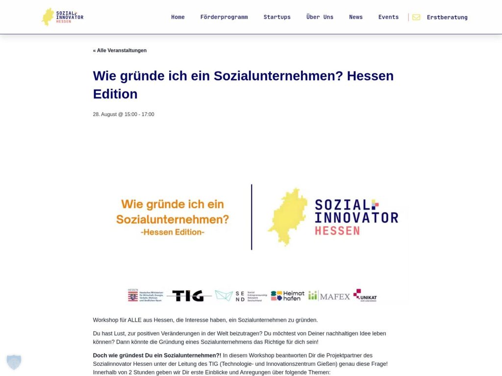 Wie gründe ich ein Sozialunternehmen? Hessen Edition - Event screenshot