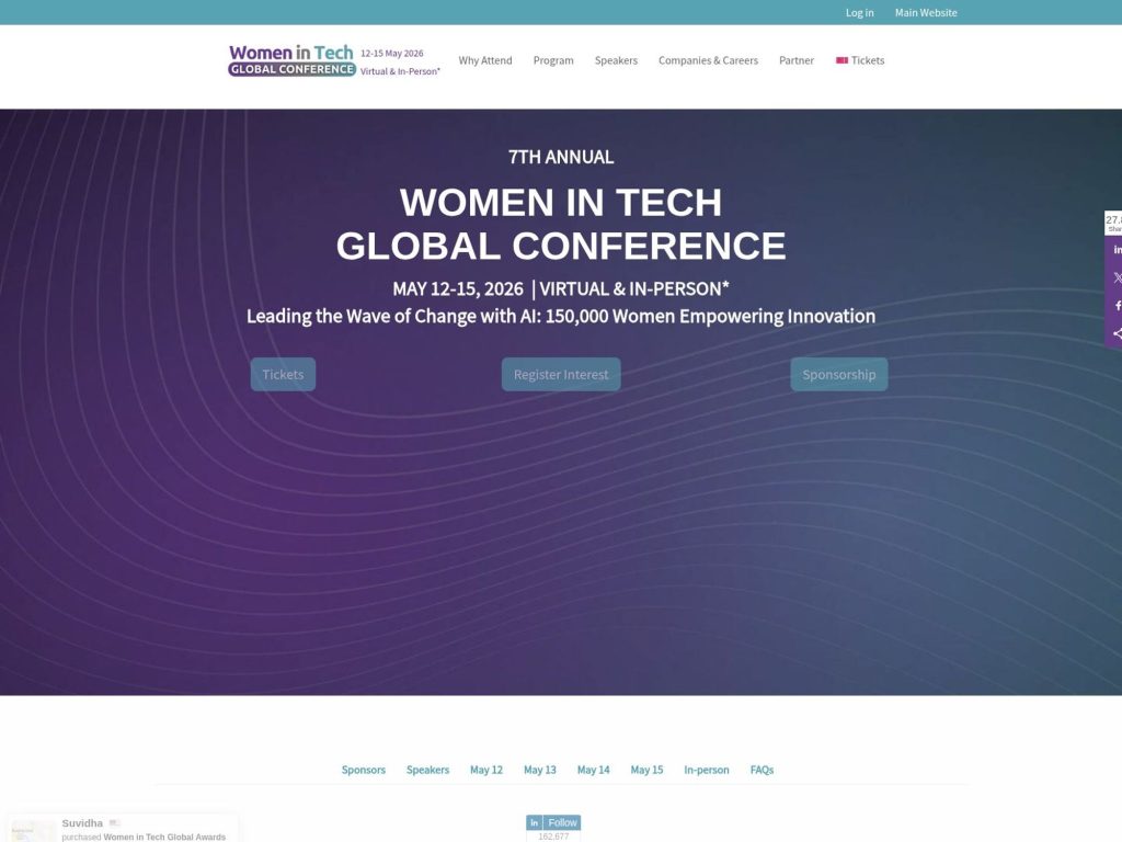 Women In Tech Global Conference website