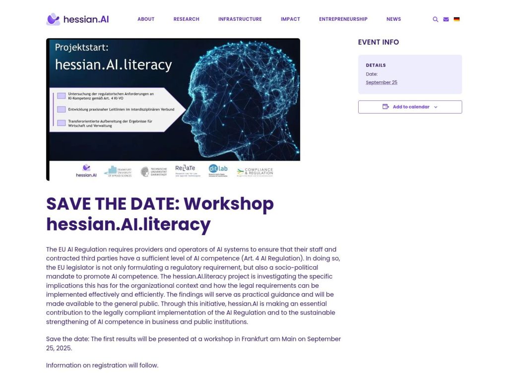 Workshop by hessian.AI.literacy - Insights into the EU AI Regulation - Event screenshot