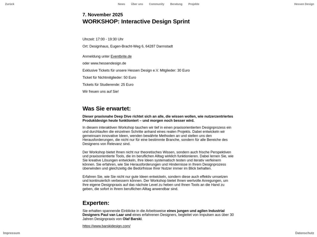 WORKSHOP: Interactive Design Sprint - Dieser praxisnahe Deep Dive richtet sich an alle, die wissen wollen, wie nutzerzentriertes Produktdesign heute funktioniert – und morgen noch besser wird. - Event screenshot