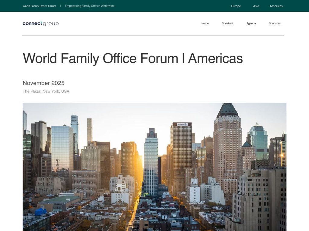 World Family Office Forum | Americas - Meet at the intersection of business, wealth and investments - Event screenshot