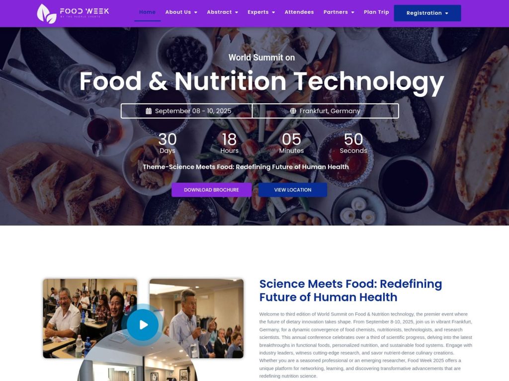 World Summit on Food & Nutrition Technology - Theme-Science Meets Food: Redefining Future of Human Health - Event screenshot