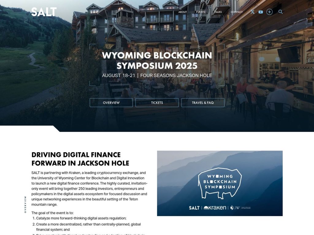 Wyoming Blockchain Symposium 2025 - SALT Conference - Event screenshot