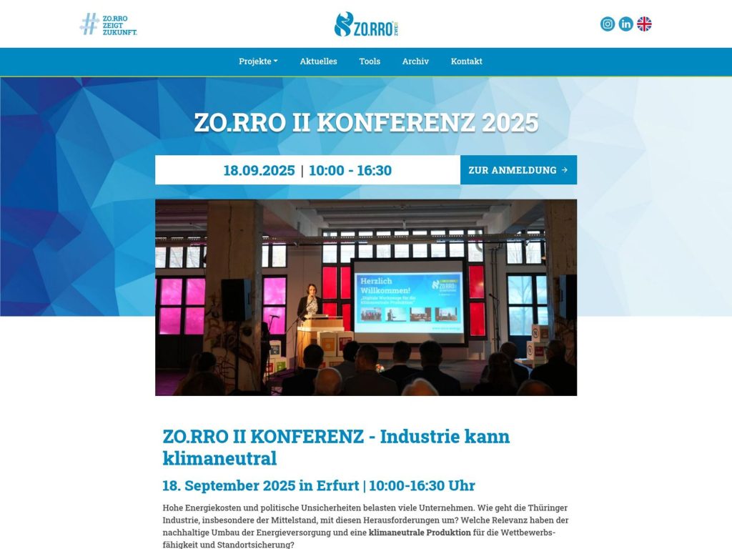 ZO.RRO II Konferenz 2025 - Industrie kann klimaneutral - Event screenshot