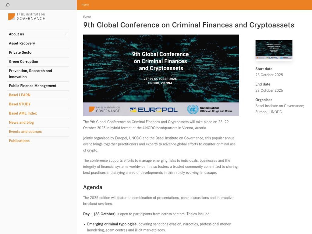 9th Global Conference on Criminal Finances and Cryptoassets - Event screenshot