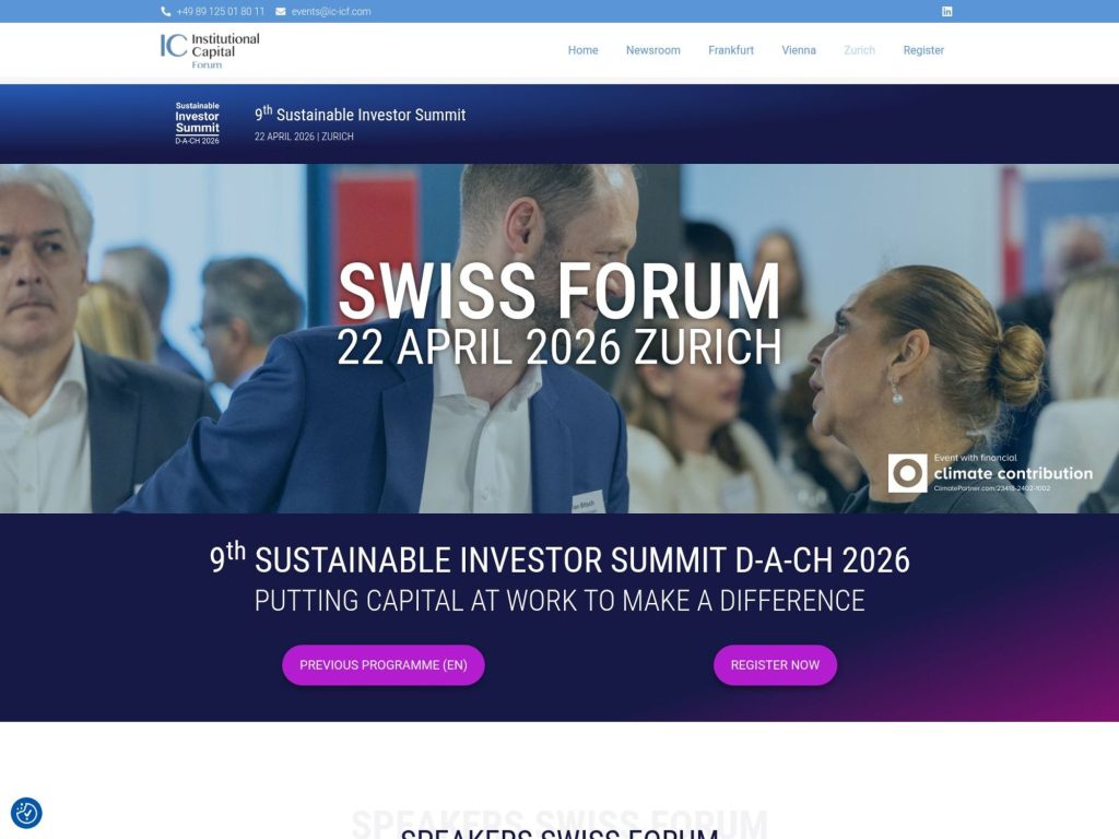 9th Sustainable Investor Summit D-A-CH 2026 - Swiss Forum website