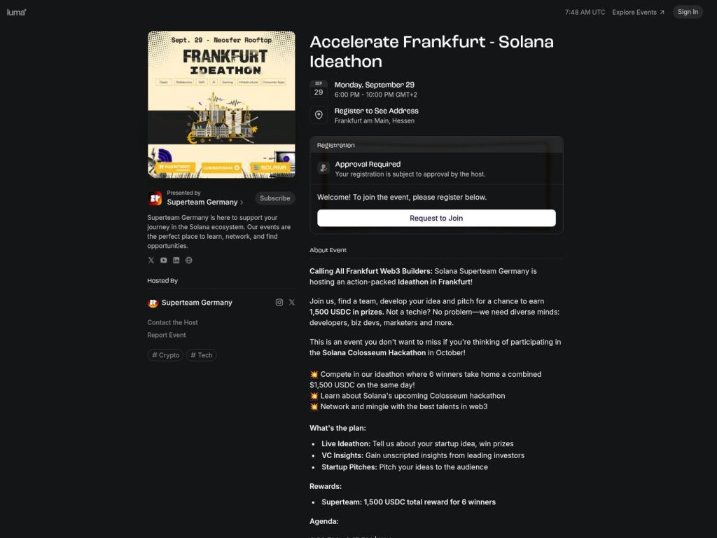 Accelerate Frankfurt - Solana Ideathon - Event screenshot