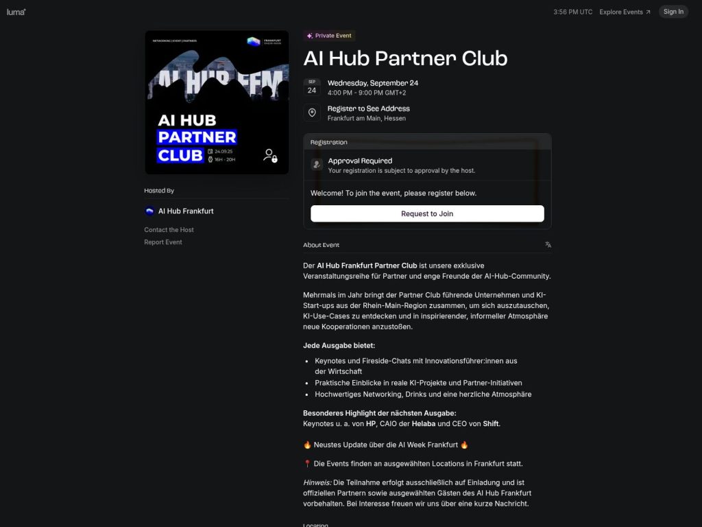 AI Hub Frankfurt Partner Club - SPARK Social Club - Event screenshot