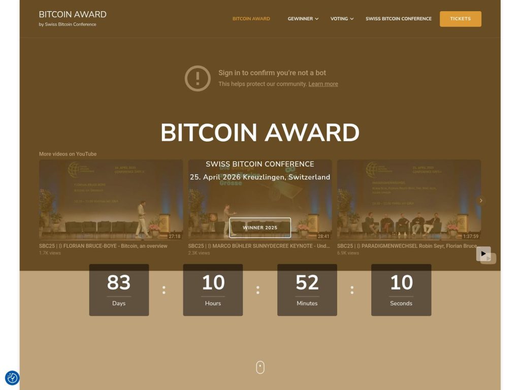 Bitcoin Award website