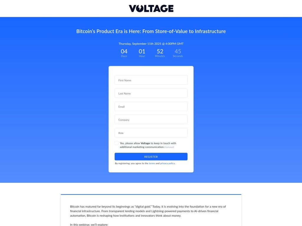 Bitcoin’s Product Era is Here: From Store-of-Value to Infrastructure - Event screenshot
