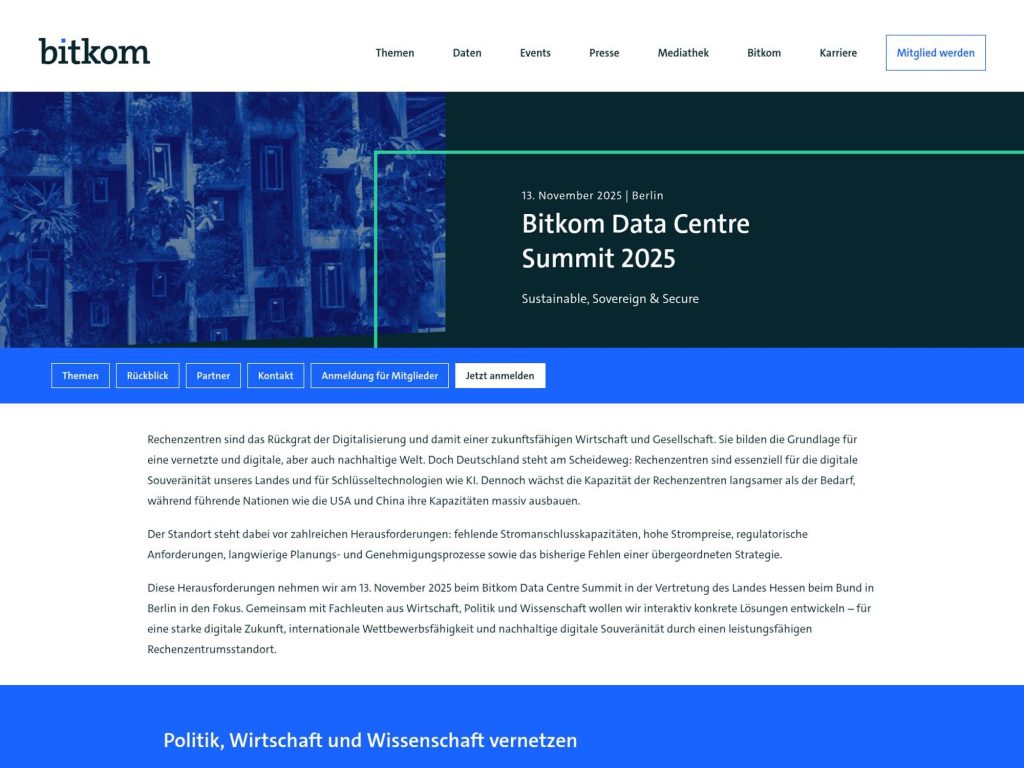 Bitkom Data Centre Summit 2025 - Event screenshot