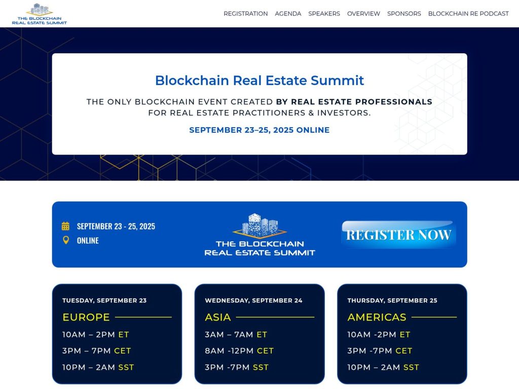 Blockchain Real Estate Summit - Event screenshot
