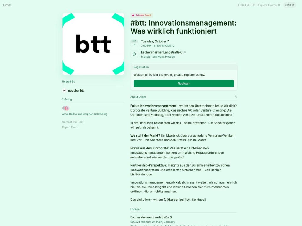 #btt: Innovationsmanagement: Was wirklich funktioniert - Event screenshot