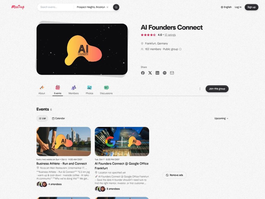 Business Athlete - Run and Connect - 5 km jog · riverside coffee · relaxed founder chat - Event screenshot