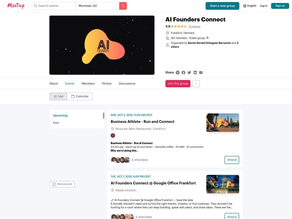 Business Athlete - Run and Connect - 5 km jog · riverside coffee · relaxed founder chat - Event screenshot